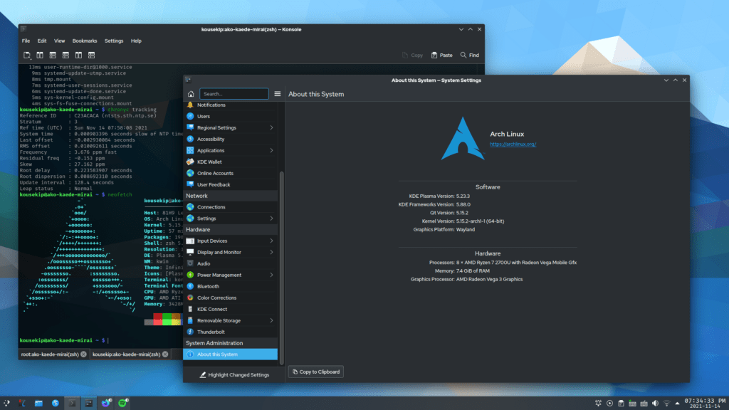 Arch Linux-Bildschirmfoto
