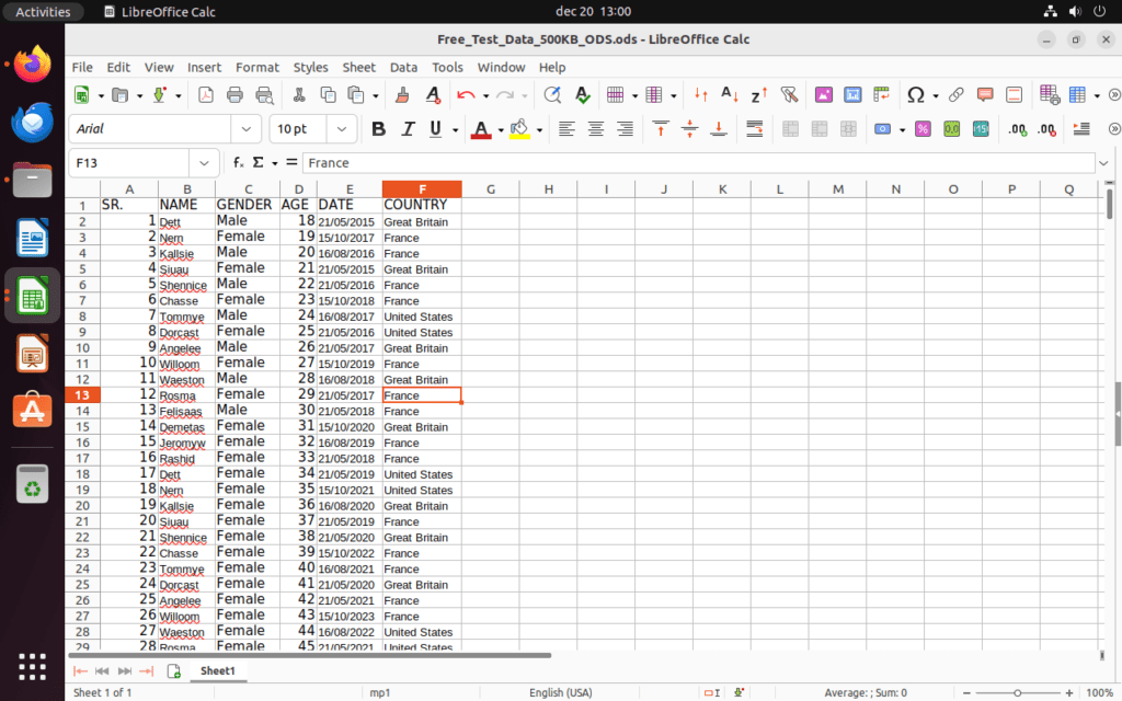 Excel alternative: LibreOffice Calc