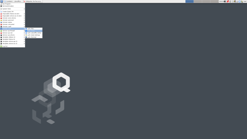 Qubes OS-Bildschirmfoto